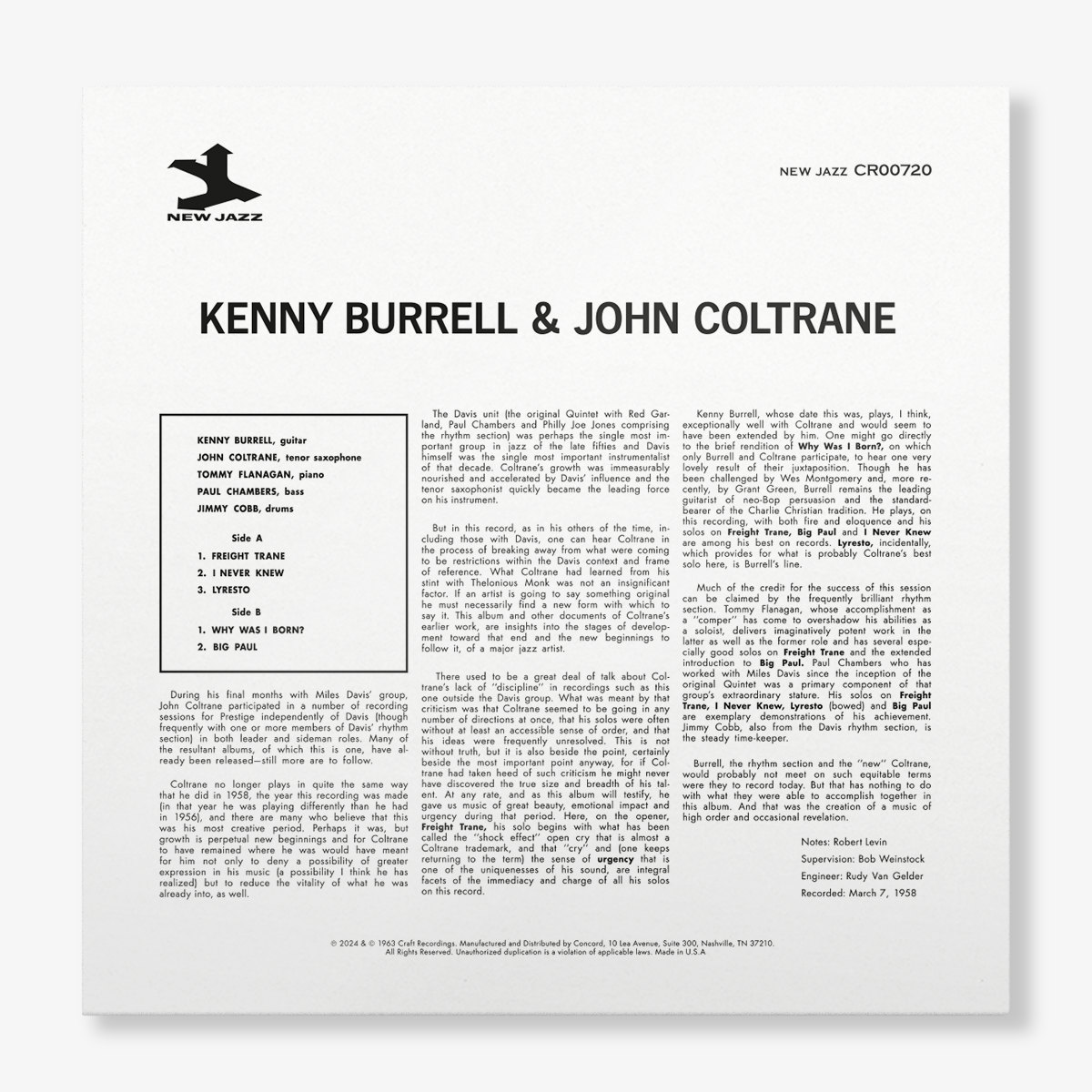 Kenny Burrell &amp; John Coltrane (Original Jazz Classics Series) (180g LP)