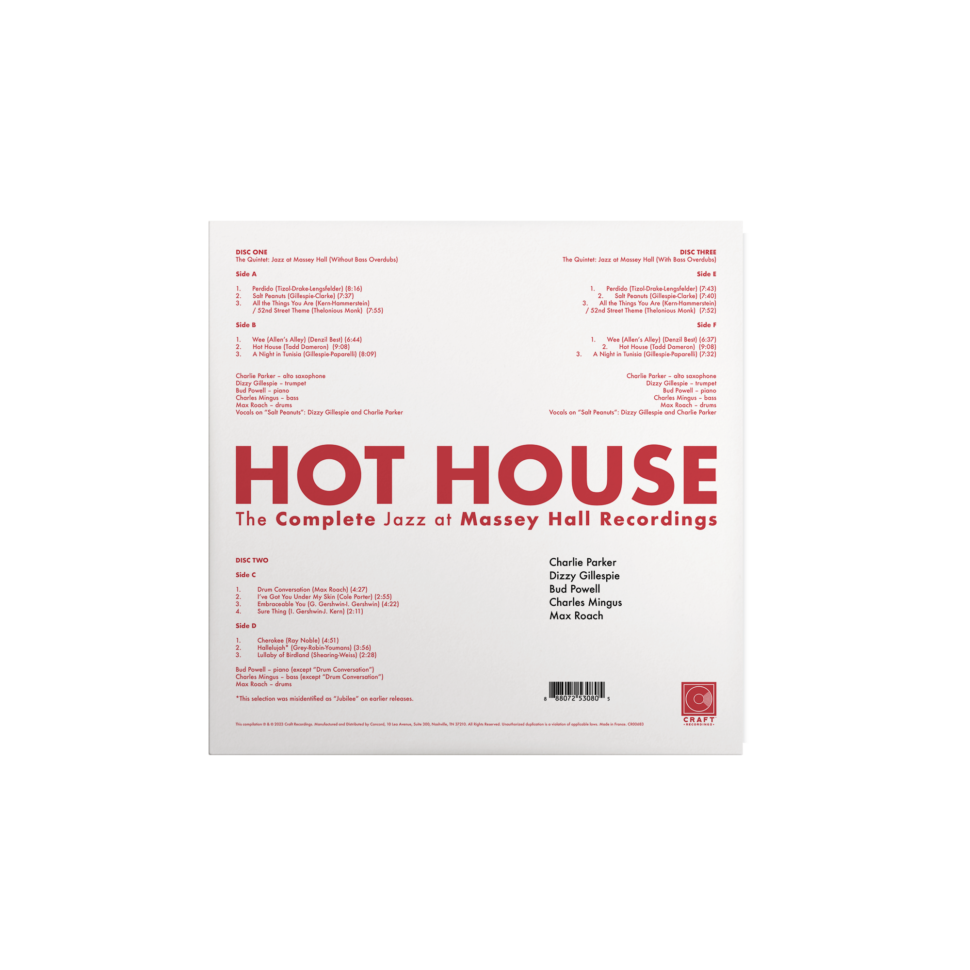 Hot House: The Complete Jazz at Massey Hall Recordings (3-LP Box Set)