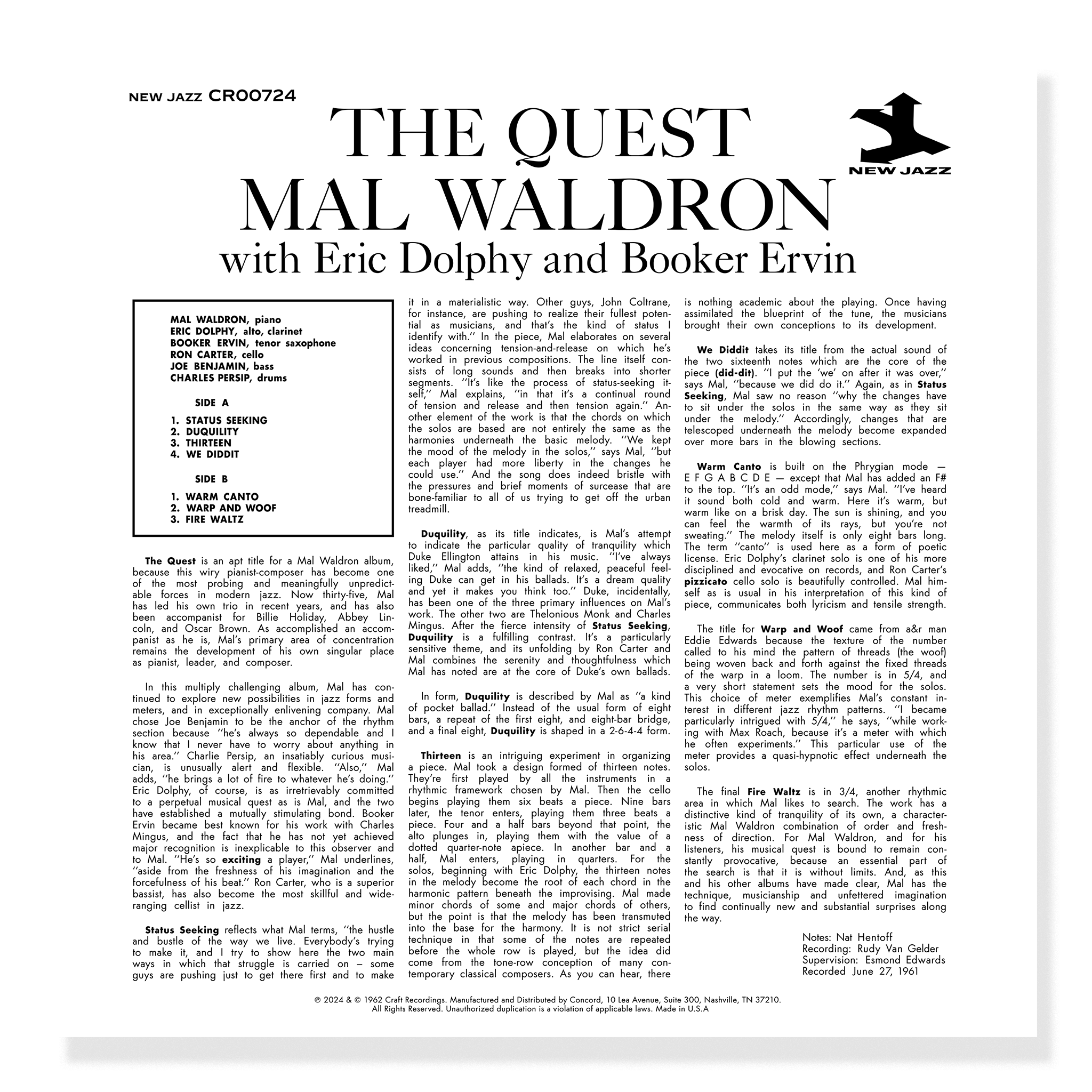 The Quest (Original Jazz Classics Series) (180g LP) – Craft Recordings