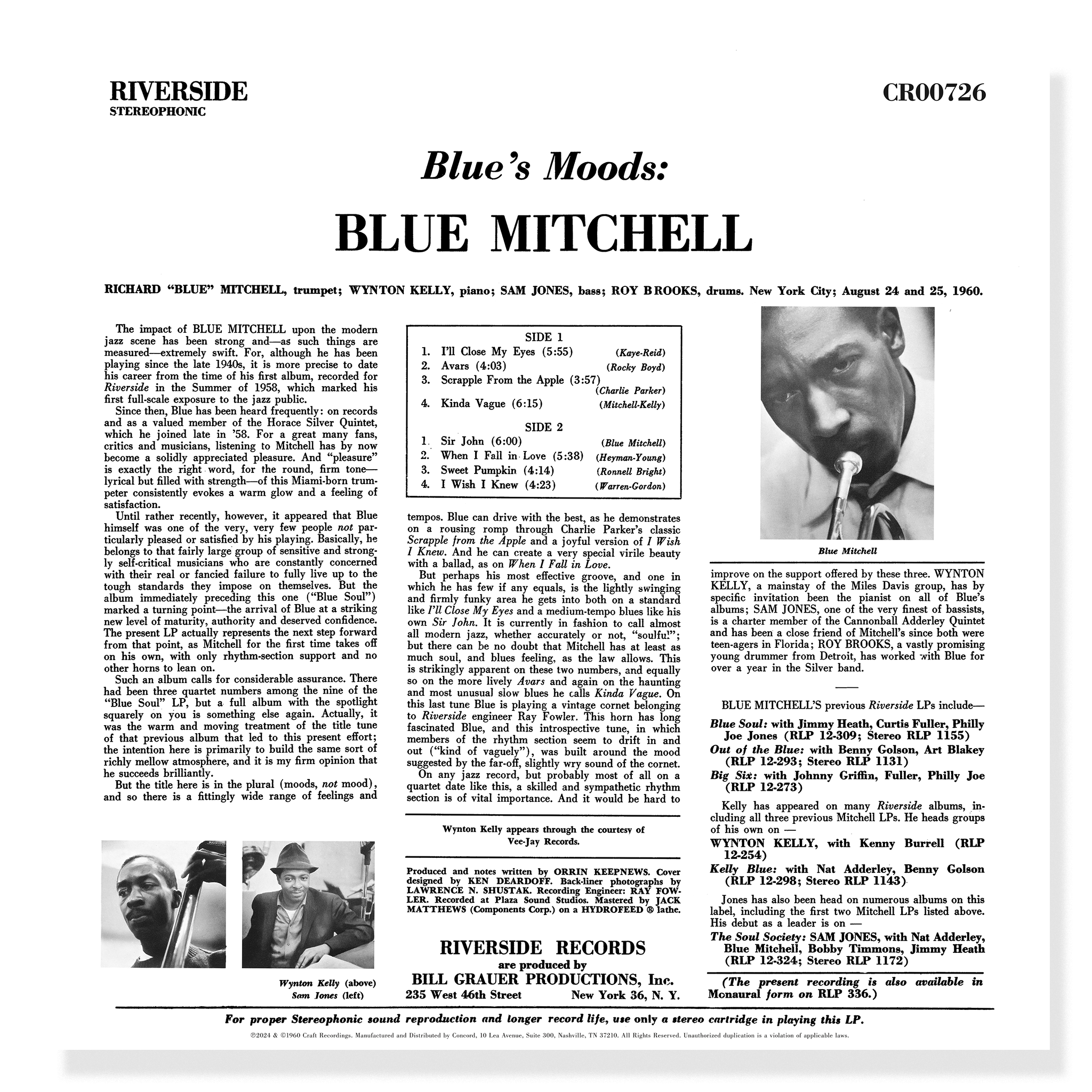Blue's Moods (Original Jazz Classics Series) (180g LP) – Craft Blue's Moods (Original Jazz Classics Series) (180g LP) – Craft
