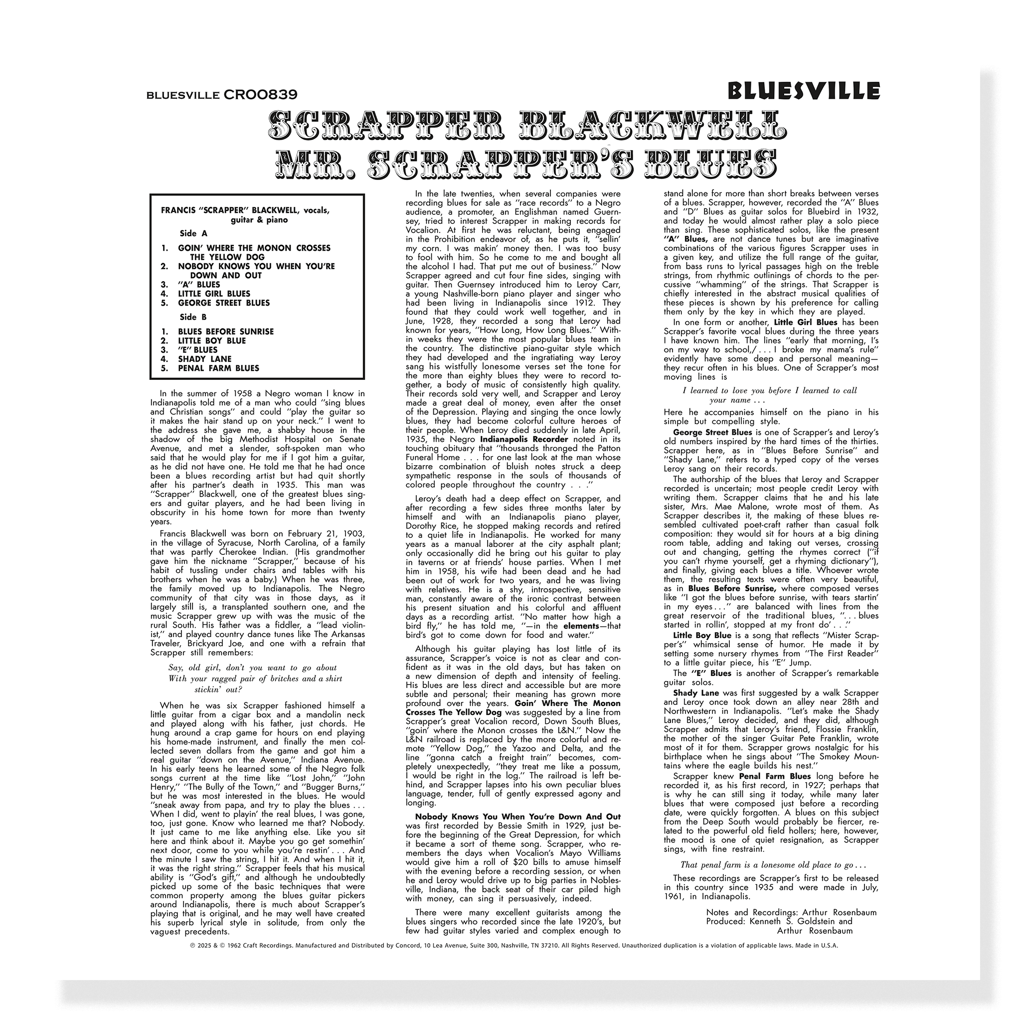 Scrapper Blackwell – Mr. Scrapper's Blues (Bluesville Series