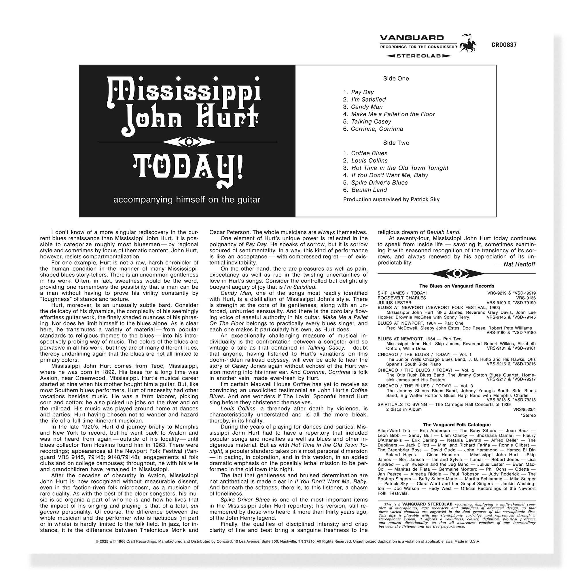 Mississippi John Hurt - Today! (Bluesville Series) (180g LP)