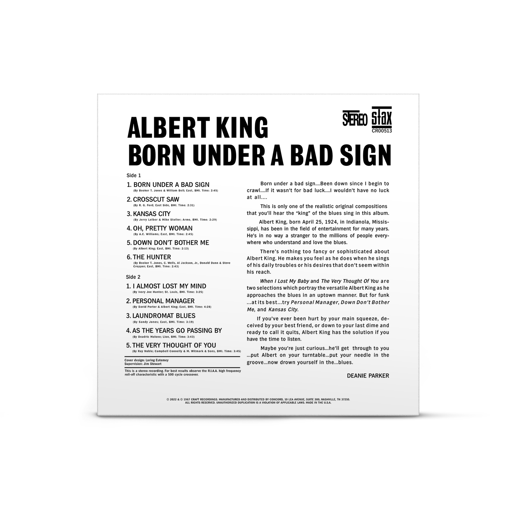 Albert King – Born Under A Bad Sign (180g LP) – Craft Recordings