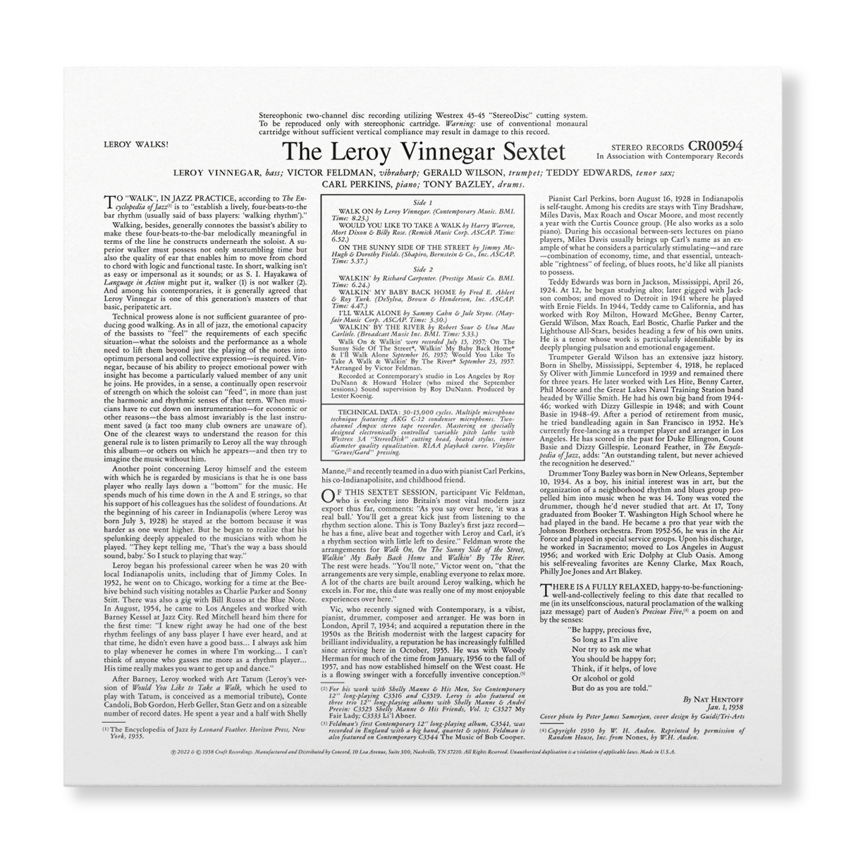 The Leroy Vinnegar Sextet – Leroy Walks! - Contemporary