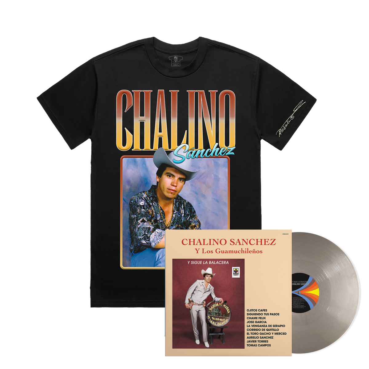 Y Sigue La Balacera (Vinilo Color Bala De Plata) + Camiseta Con Foto De Chalino Sánchez -  Bundle – view 1 of 2