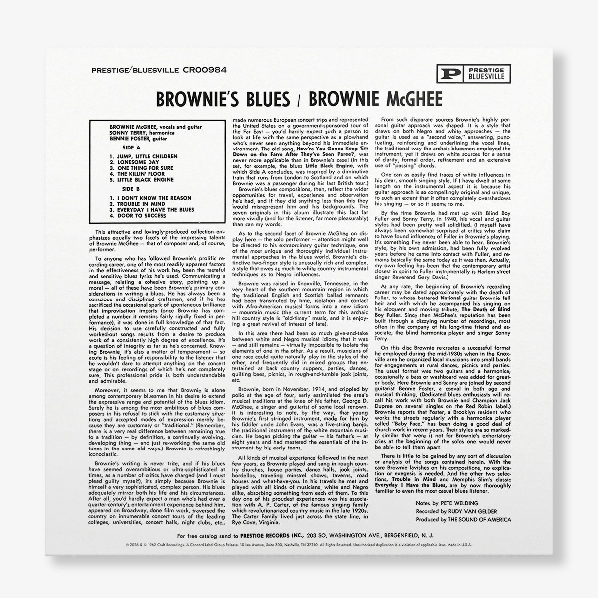 Brownie's Blues (Bluesville) (Digital Album) – view 2 of 2