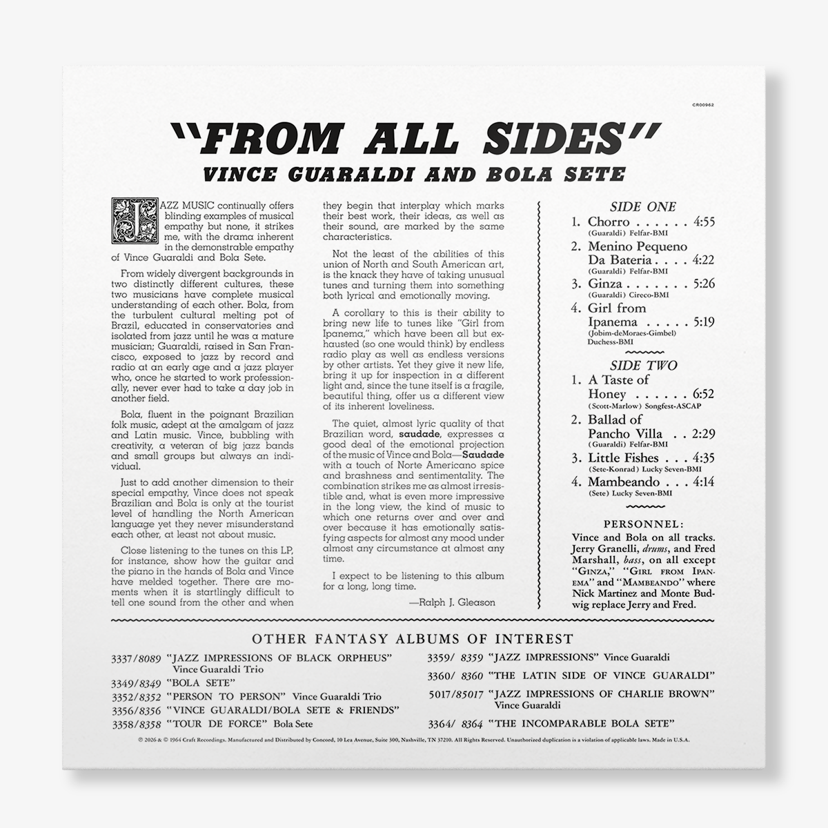 From All Sides (Original Jazz Classics Series) (180g LP) – view 4 of 4