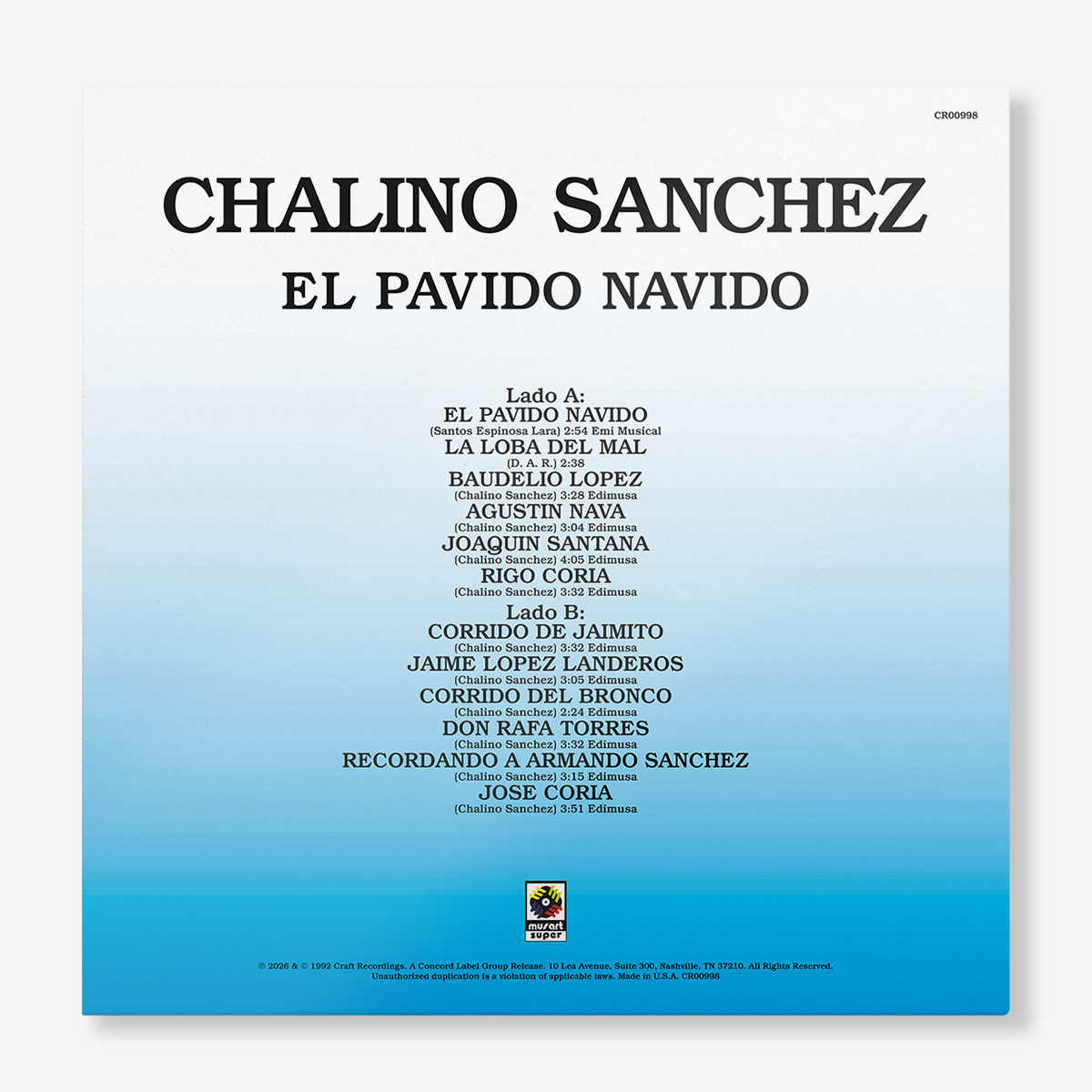 Conjunto (El Pávido Návido Vinil Color Azul Metálico + Camiseta “Legado” De Chalino Sánchez x Brown N Proud) – view 6 of 6