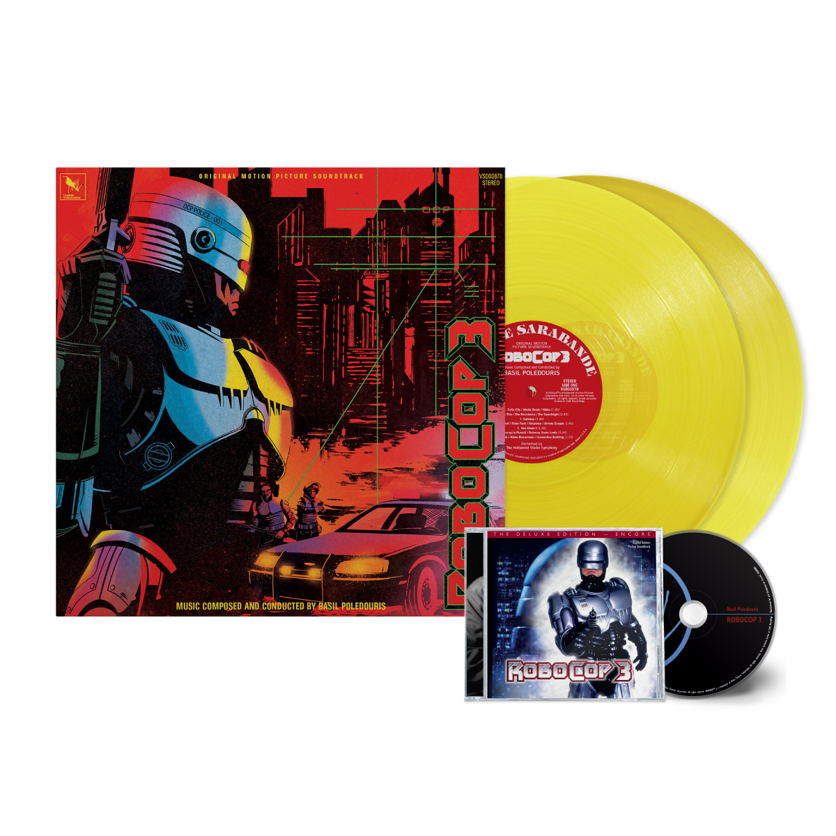 RoboCop 3: The Deluxe Edition (“Delta City” Yellow 2-LP) + RoboCop 3: The Deluxe Edition (Varèse Encore CD) BUNDLE – view 1 of 5