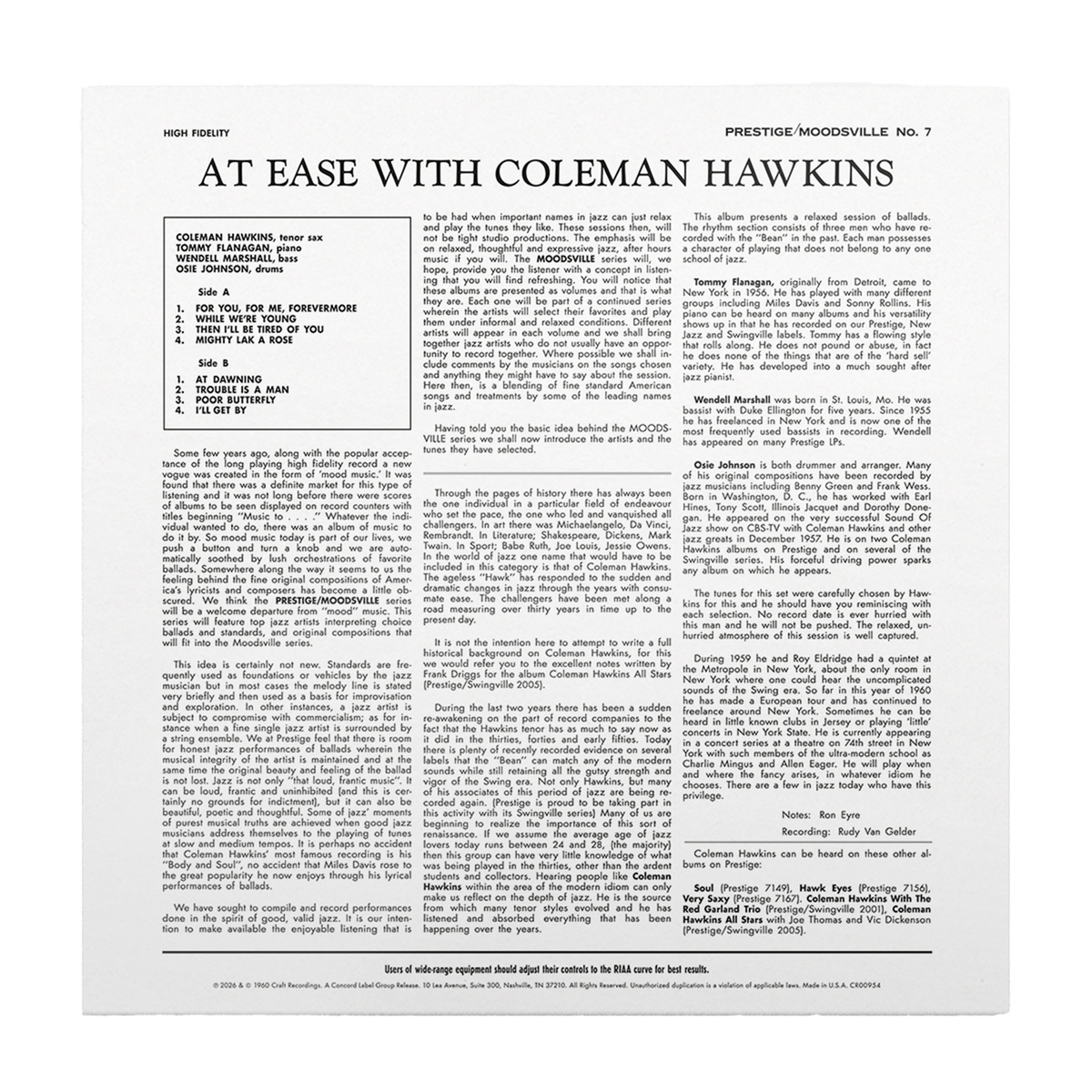 At Ease With Coleman Hawkins (Moodsville) (Digital) – view 2 of 2