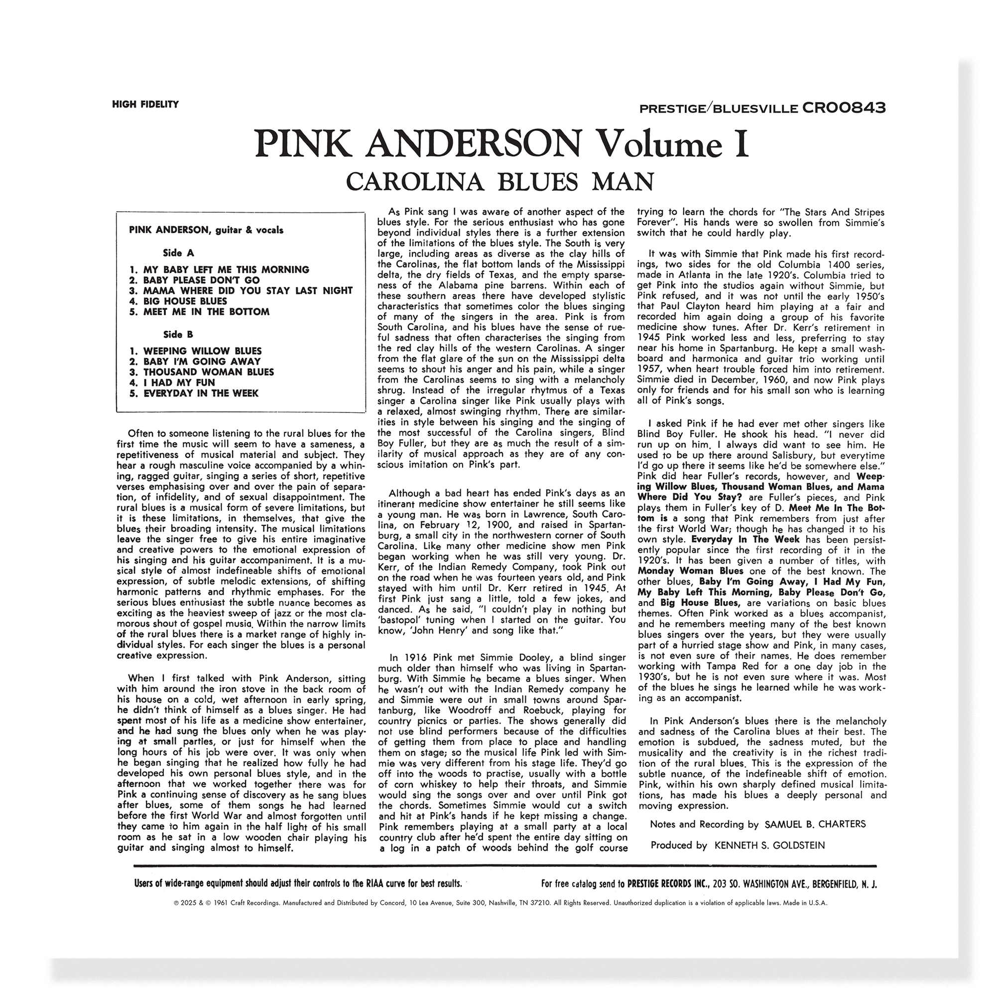 Vol. 1: Carolina Blues Man (180g) + The New Folk Sound Of Terry Callier  (180g LP) (Bluesville Series)