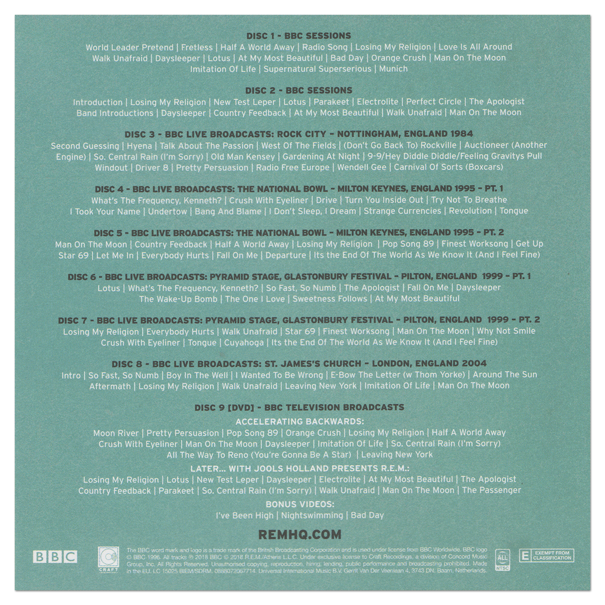 R.E.M. at the BBC (8-CD/1-DVD Box Set) – Craft Recordings R.E.M. at the BBC (8-CD/1-DVD Box Set) – Craft Recordings