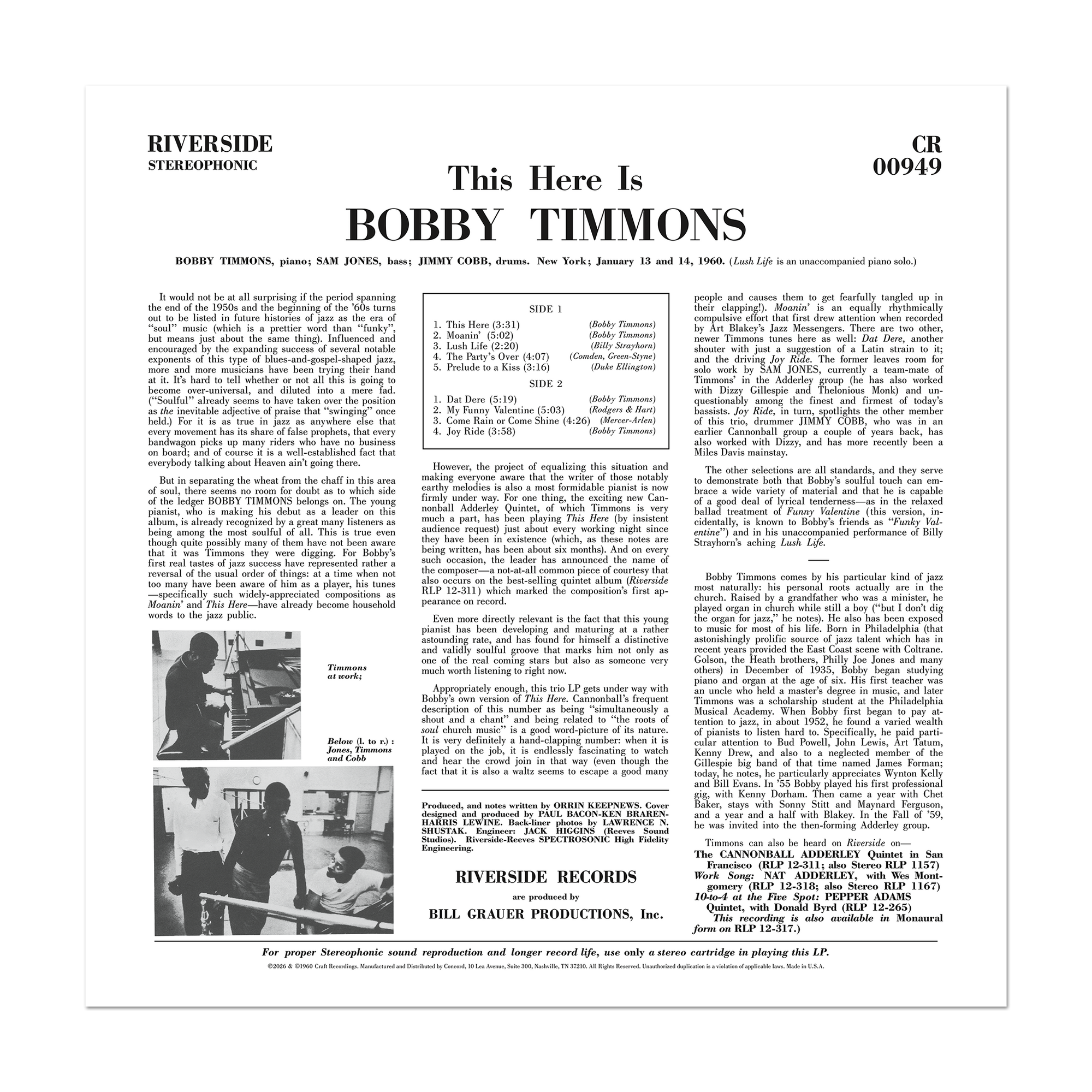 This Here Is Bobby Timmons (Original Jazz Classics Series) (180g LP) – view 4 of 4