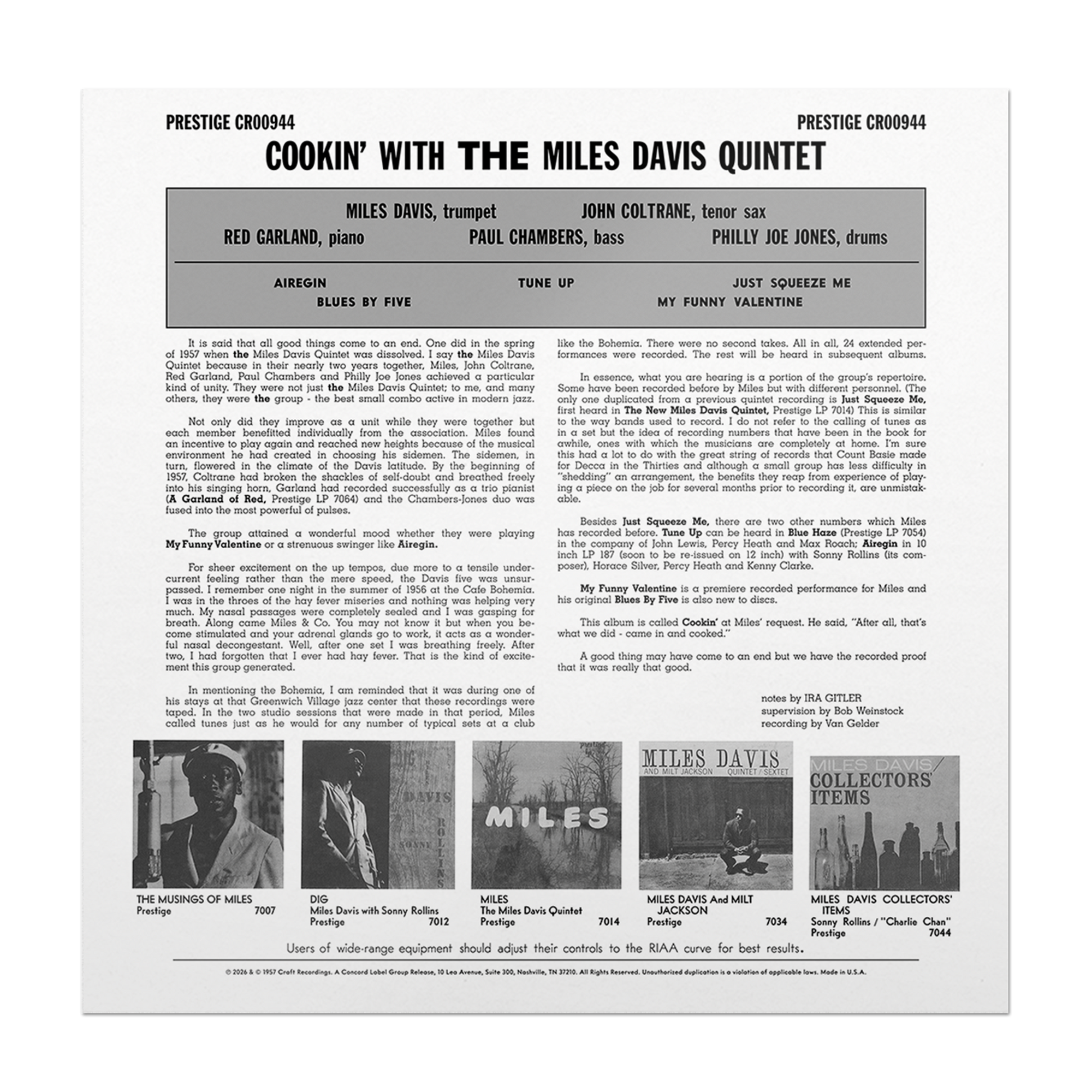 Cookin' With The Miles Davis Quintet (Original Jazz Classics Series) (180g LP) – view 4 of 4