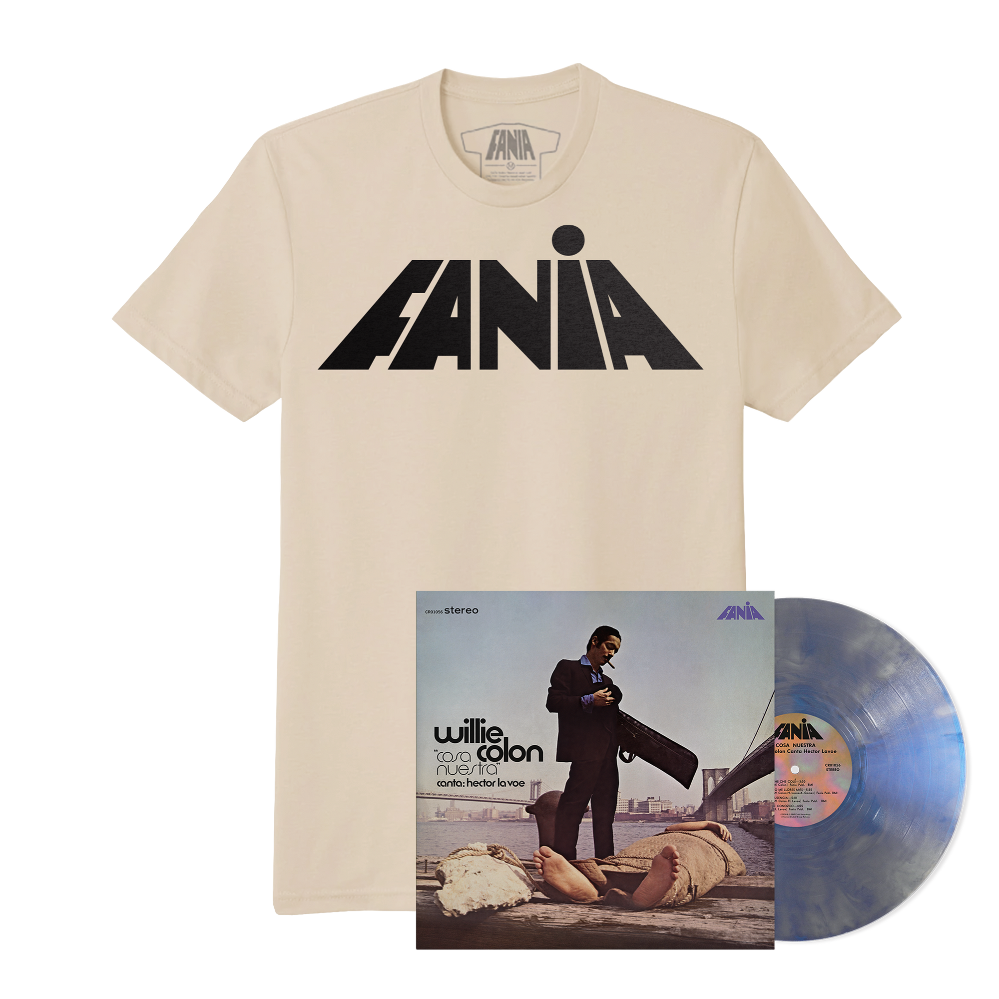 Cosa Nuestra (Metallic Blue LP- Fania Exclusive) + Fania Retro Logo T-Shirt Bundle – view 1 of 3