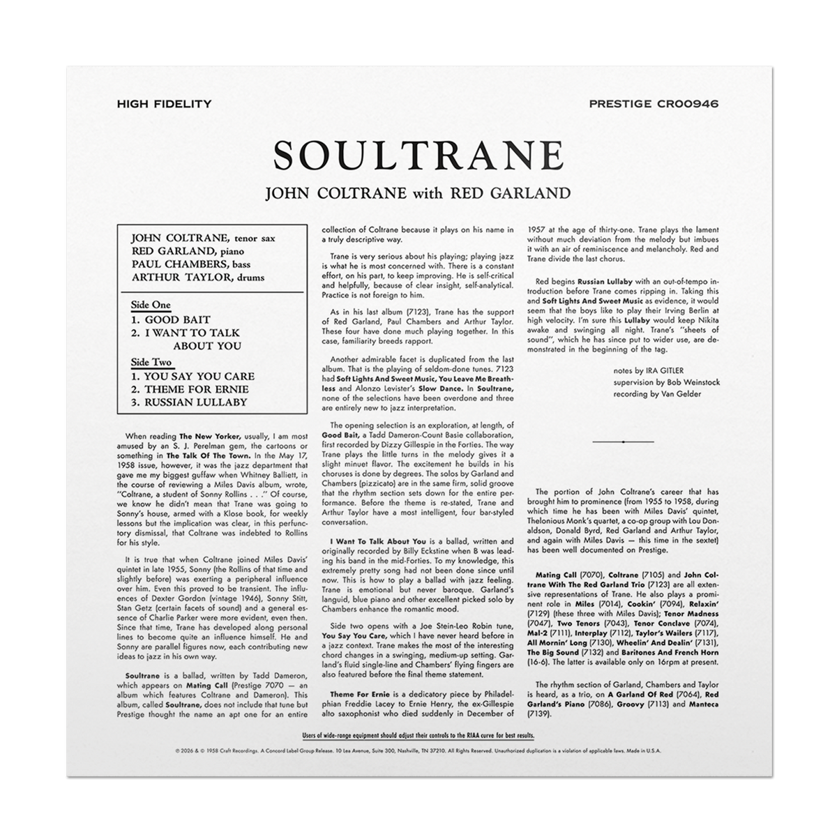 Soultrane (Original Jazz Classics Series) (180g LP) – view 4 of 4