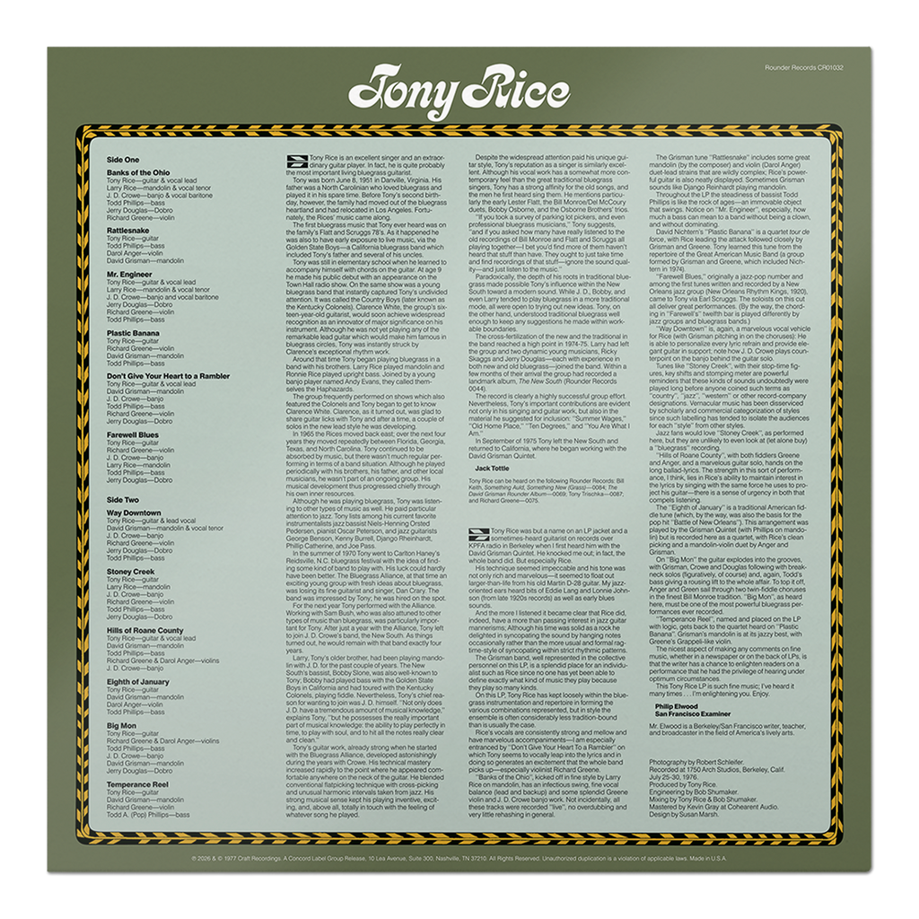 Tony Rice (LP) – Craft Recordings