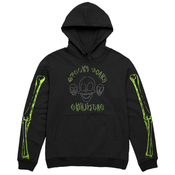 Spooky Scary Skeletons "Green Bones" Pullover Hoodie (Black)