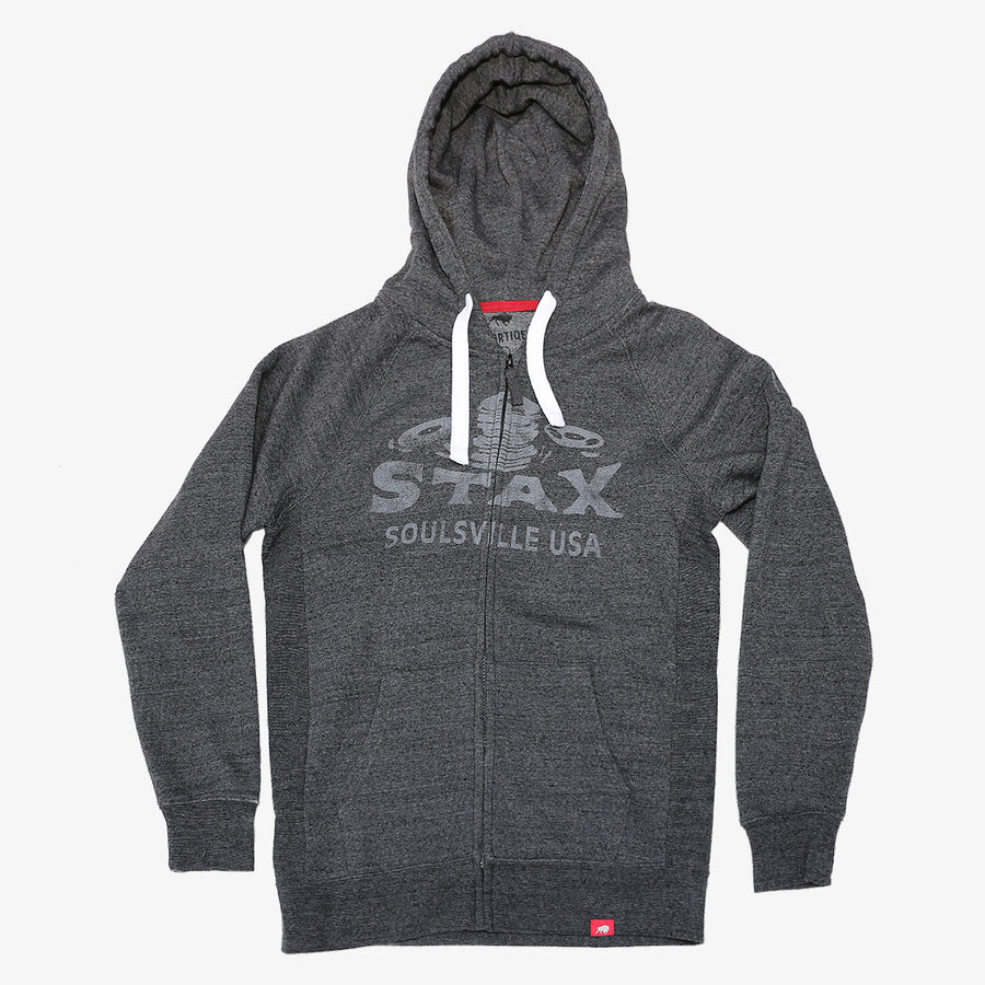 Stax Falling Records Logo Zip-Up Hoodie (Gray)