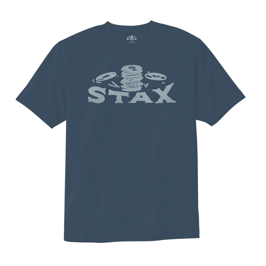 Stax "Falling Records" Logo T-Shirt (Steel Blue)