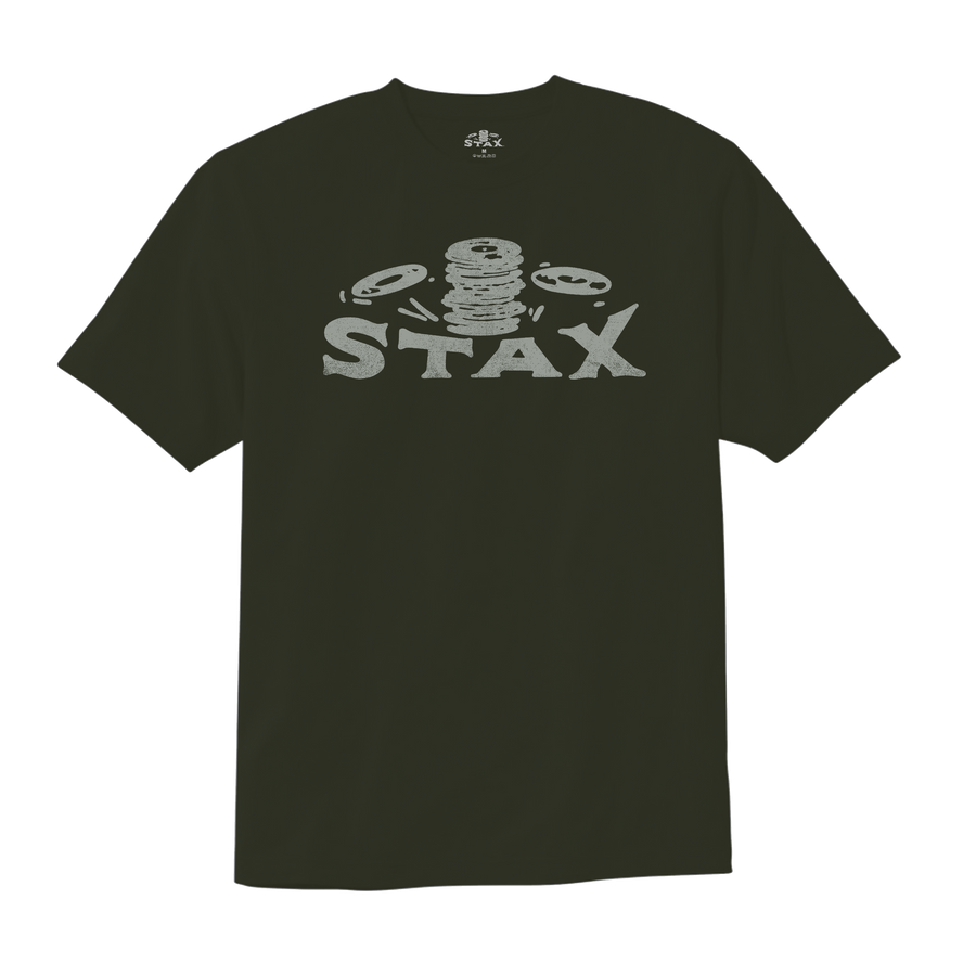Stax "Falling Records" Logo T-Shirt (Dark Olive)
